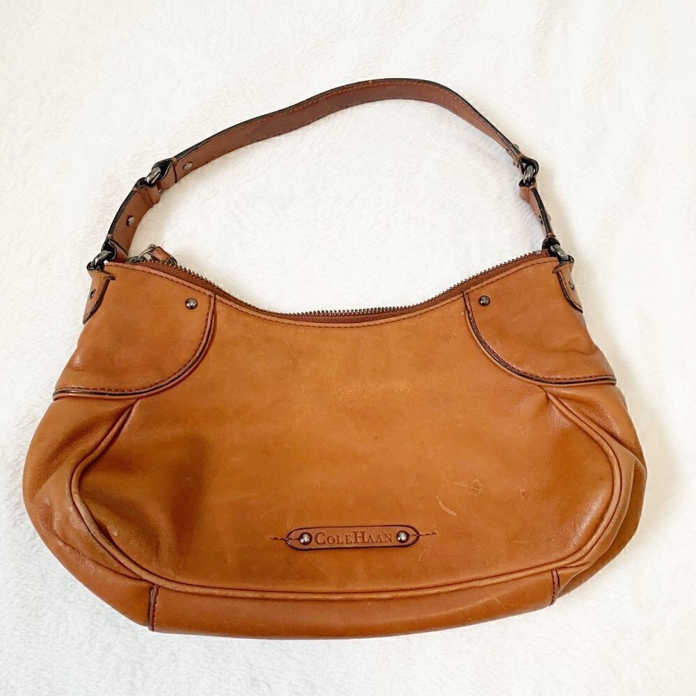 Cole Haan Stephanie H05 Tan Leather Hobo Shoulder Bag‎ Cognac Small
